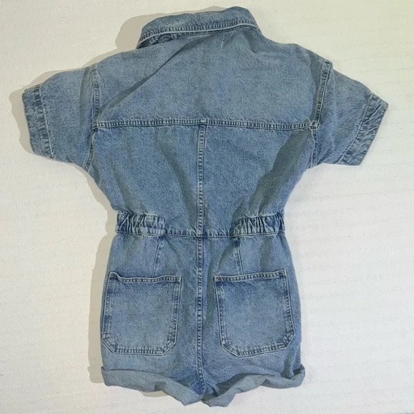 We The Free Marci Denim Romper Shortalls Womens Sz XS Boho Festival Free People - Picture 4 of 8